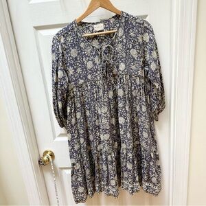 Maelu Delia Mini Willow Dress purple white floral tiered cotton M Medium